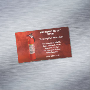 Carte De Visite Magnétique Fumée rouge et extincteur sécurité incendie