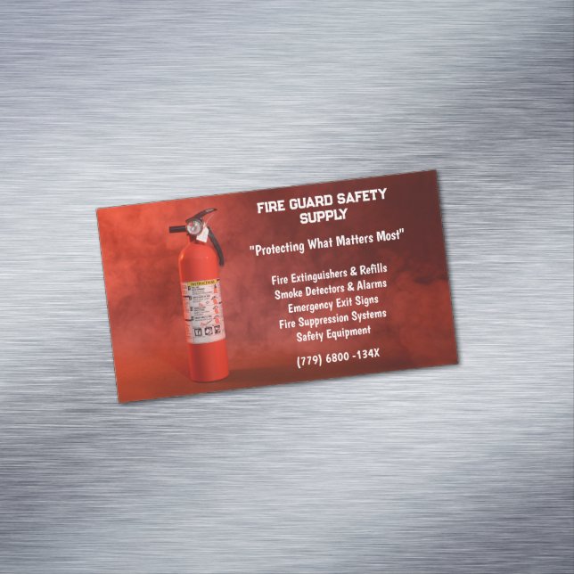 Carte De Visite Magnétique Fumée rouge et extincteur sécurité incendie (In Situ)