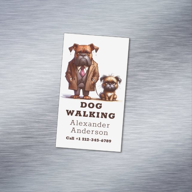 Carte De Visite Magnétique Funny Chien Walker Marcher Animal assis (In Situ)