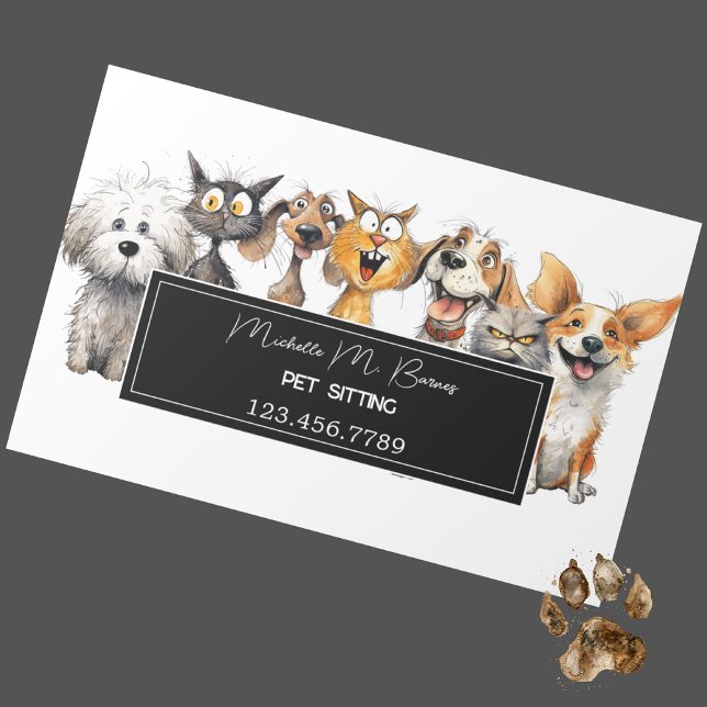 Carte De Visite Magnétique Funny Crazy Cats Chiens Animaux Soins Animaux Anim (Créateur téléchargé)