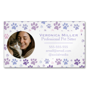 Carte De Visite Magnétique Garde d'animaux professionnelle avec photo personn