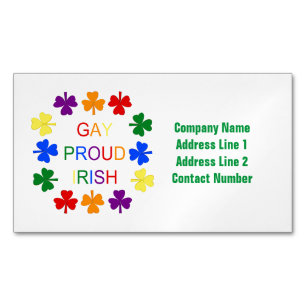 Carte De Visite Magnétique Gay Fier Irlandais LGBT Rainbow Shamrocks