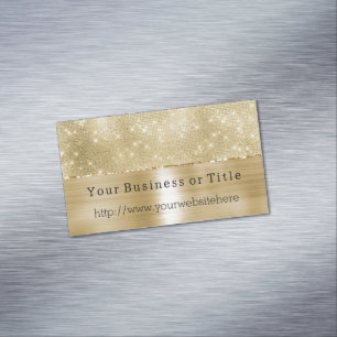 Carte De Visite Magnétique Glam Champagne Gold Glitzy Diamants