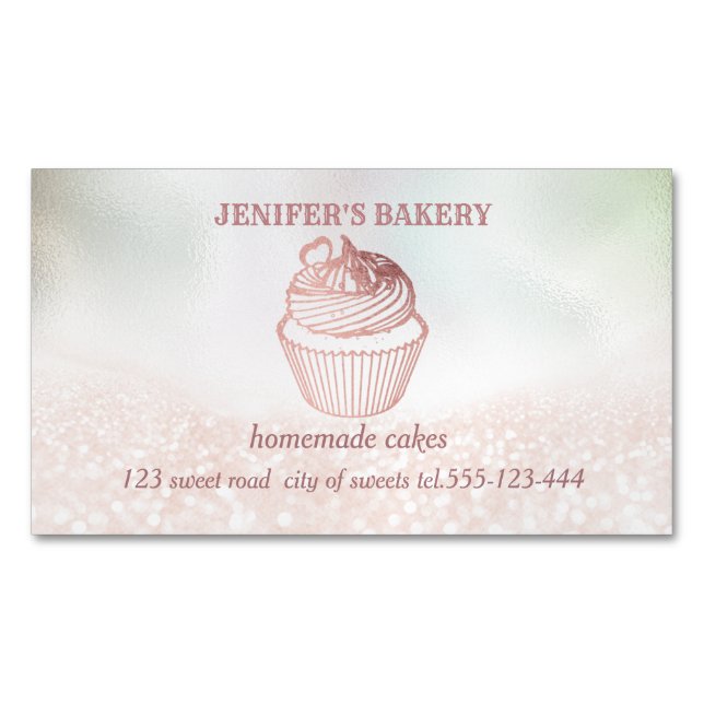 Carte De Visite Magnétique Gloire holographique cupcakes et sucreries maison (devant)