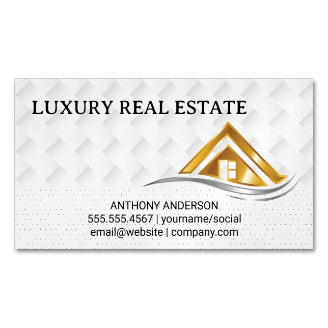 Carte De Visite Magnétique Gold House Logo | Real Estate Logo (devant)