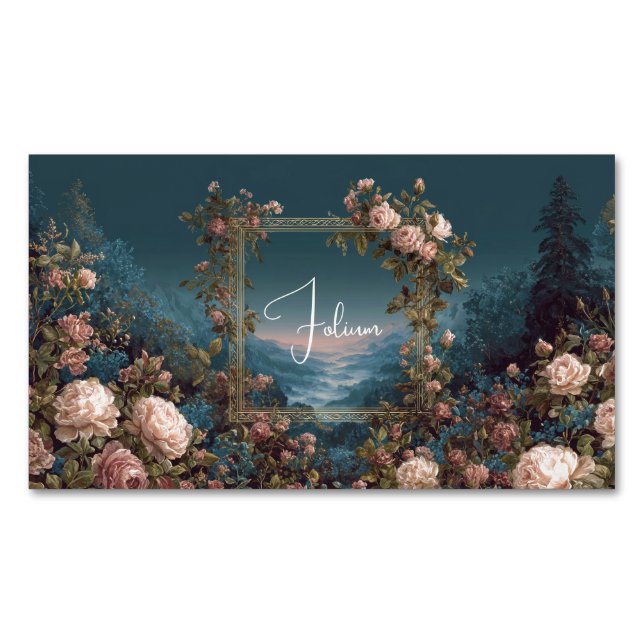 Carte De Visite Magnétique Gothic Moody Rose River Landscape Gold Frame (devant)