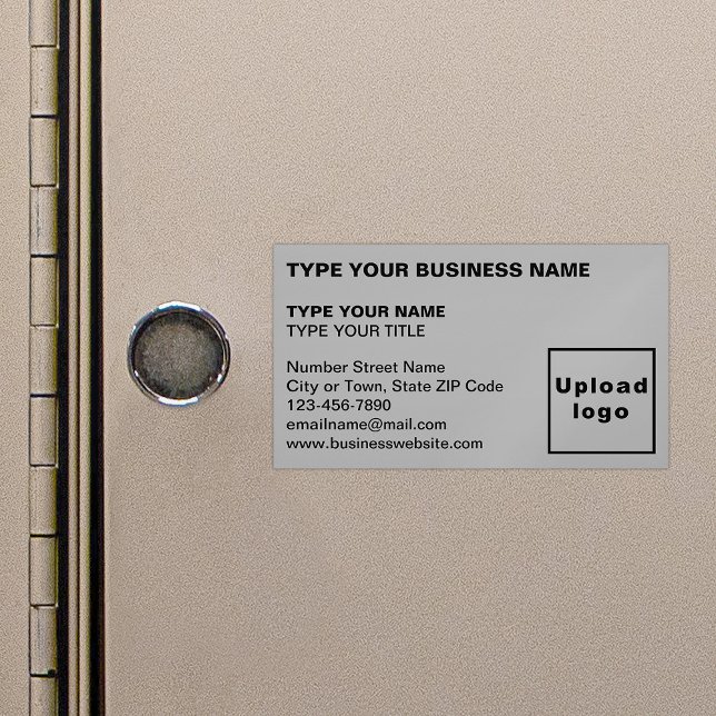 Carte de visite magnétique gris aligné gauche (Gray magnetic business card in left aligned style)