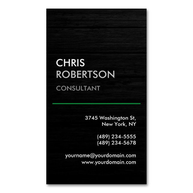 Carte De Visite Magnétique Gris noir vertical attrayant (devant Vertical)