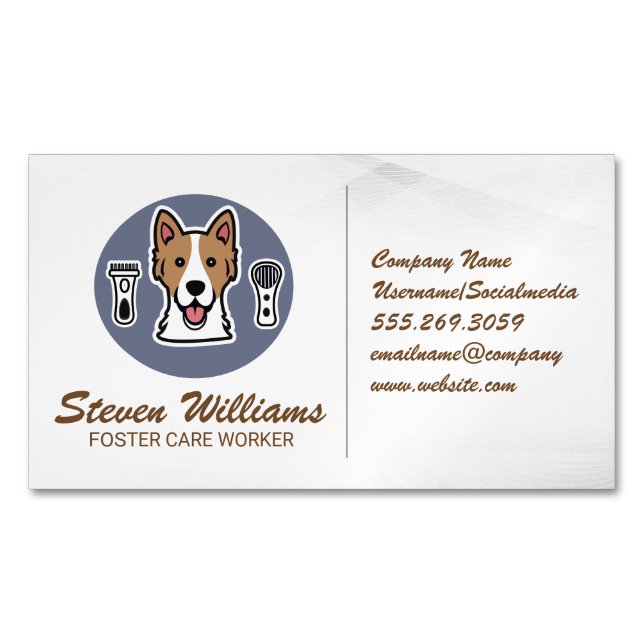 Carte De Visite Magnétique Groomer | Animaux Services (devant)