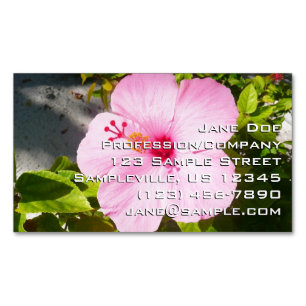 Carte De Visite Magnétique Hibiscus rose Fleur tropicale