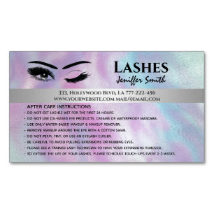 Carte De Visite Magnétique Holographie professionnelle chic lashes après soin