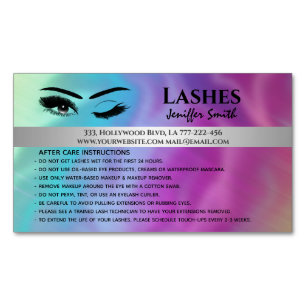 Carte De Visite Magnétique Holographie professionnelle chic lashes après soin
