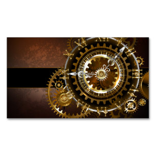 Carte De Visite Magnétique Horloge Steampunk avec des engrenages anciens