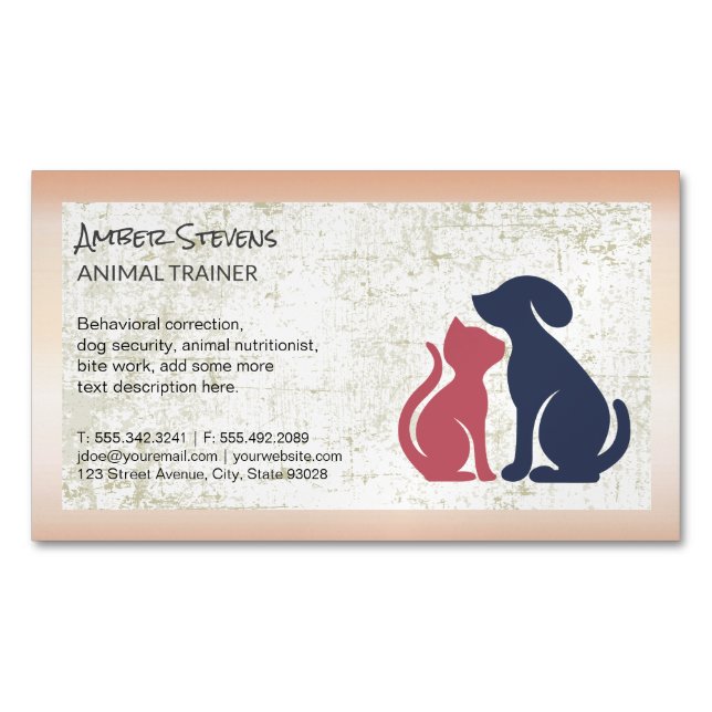 Carte De Visite Magnétique Icône de chat de chien | Protection des animaux (devant)