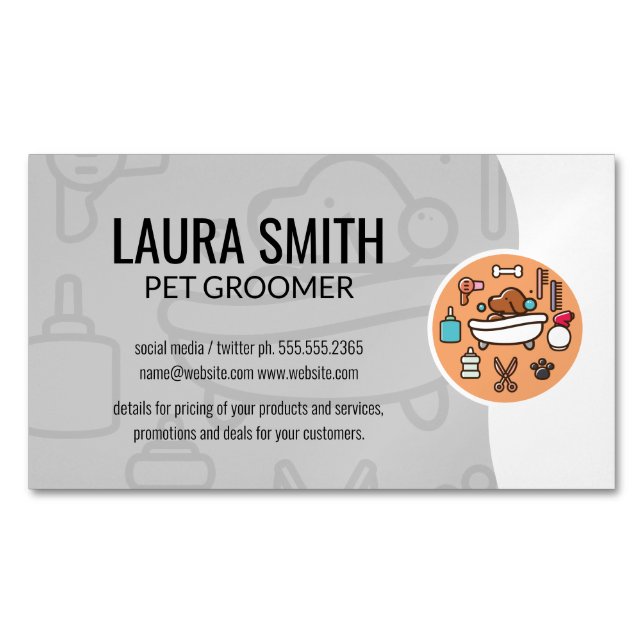 Carte De Visite Magnétique Icône Dog Wash Douche (devant)