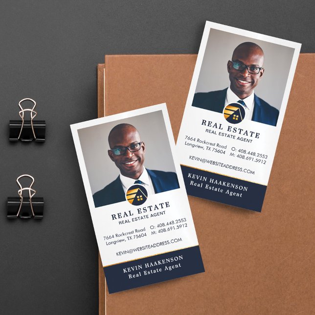 Carte De Visite Magnétique Immobilier professionnel | Mise en page verticale (Professional Real Estate | Photo Layout Vertical Business Card Magnet)