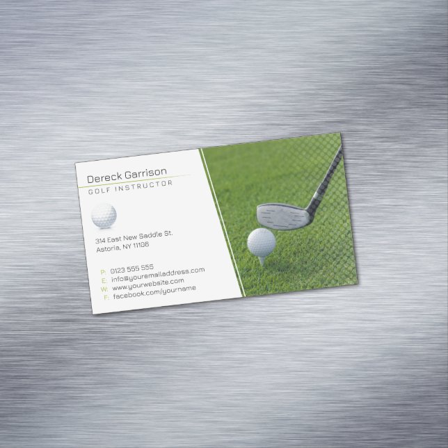 Carte De Visite Magnétique Instructeur de golf | Professeur professionnel (In Situ)