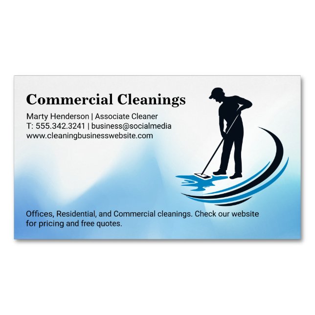 Carte De Visite Magnétique Janitor Mopping | Nettoyage domestique (devant)
