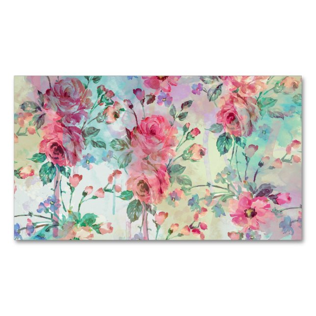 Carte De Visite Magnétique Jolie peinture rose florale (devant)