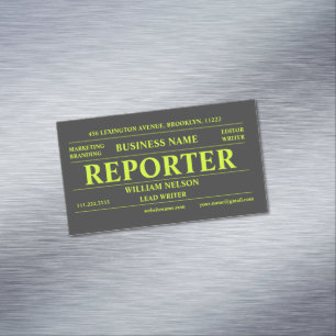 Carte De Visite Magnétique Journaliste noir