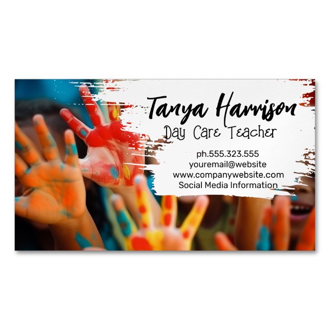 Carte De Visite Magnétique Kids Hand Painting | Arts Crafts (devant)
