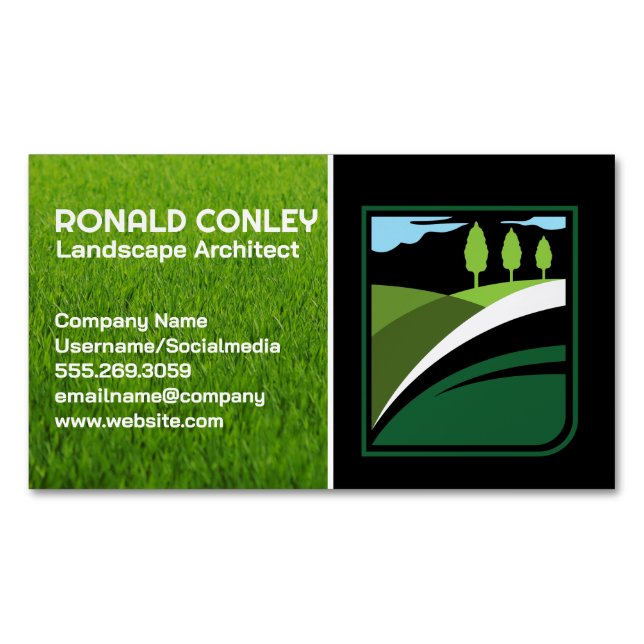 Carte De Visite Magnétique Lawn Care Service Logo | Landscaping Gardening  (devant)