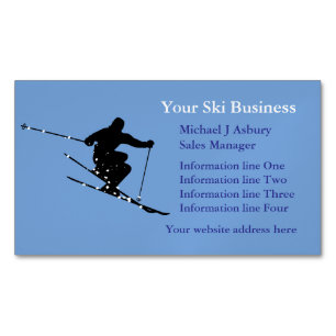 Carte De Visite Magnétique Logo de Blue Snow Skier