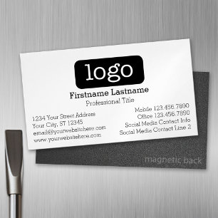 Carte De Visite Magnétique Logo de conception d'entreprise de base et coordon