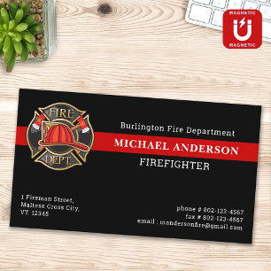Carte De Visite Magnétique Logo de la caserne de pompiers personnalisée Mince