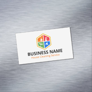 Carte De Visite Magnétique Logo de nettoyage de maison en couleur hexagonale 
