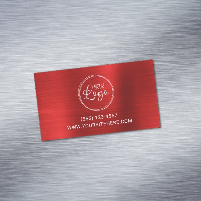 Carte De Visite Magnétique Logo d'entreprise Faux Bright Red Foil (In Situ)