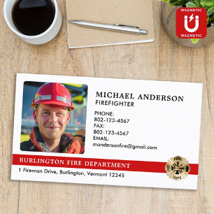 Carte De Visite Magnétique Logo du service des incendies customisé Photo pomp