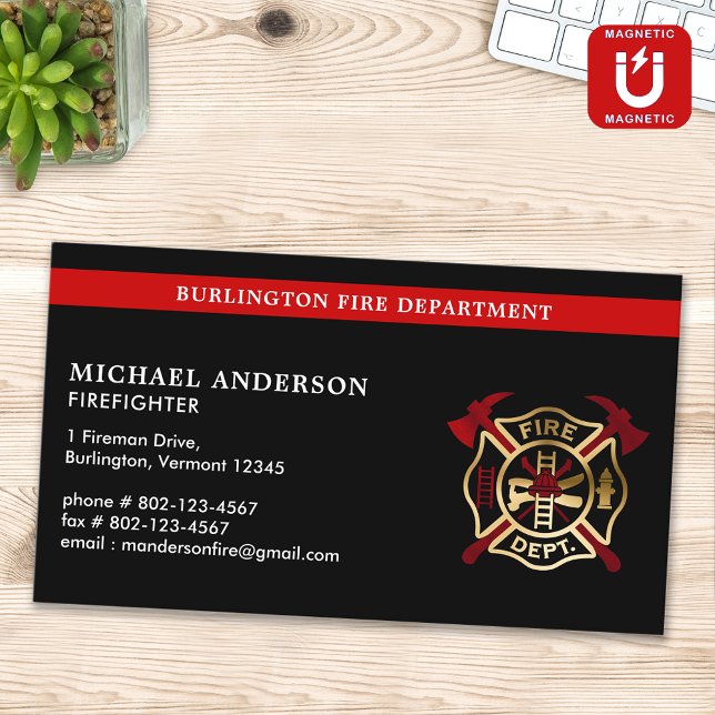Carte De Visite Magnétique Logo du service d'incendie personnalisé Moderne po (Créateur téléchargé)