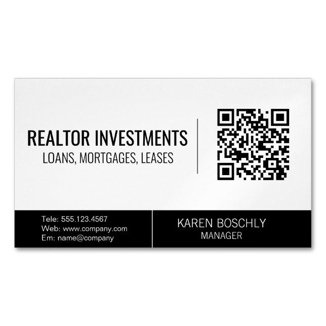 Carte De Visite Magnétique Logo Finance | Investisseur immobilier | Code QR (devant)