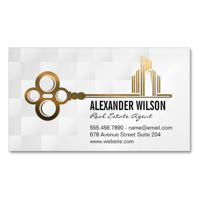Carte De Visite Magnétique Logo Gold Key City | Immobilier (devant)