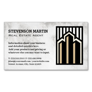 Carte De Visite Magnétique Logo Immobilier   Marbre