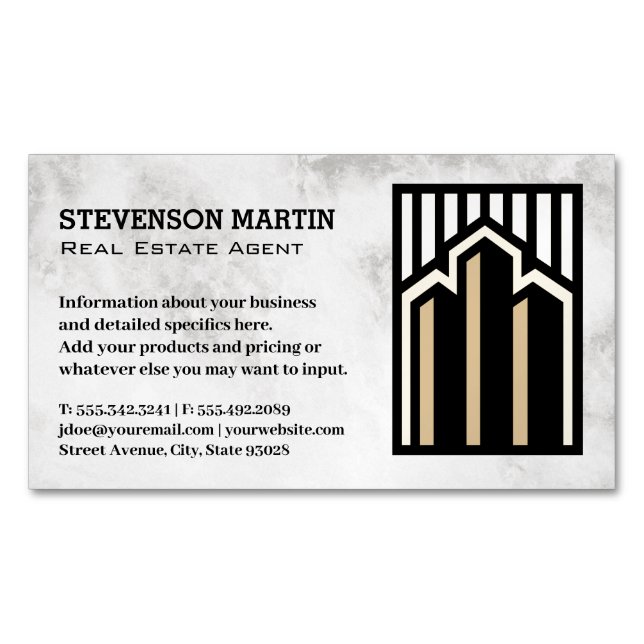 Carte De Visite Magnétique Logo Immobilier | Marbre (devant)