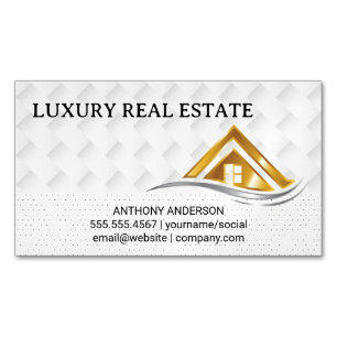 Carte De Visite Magnétique Logo Maison Or Logo Immobilier