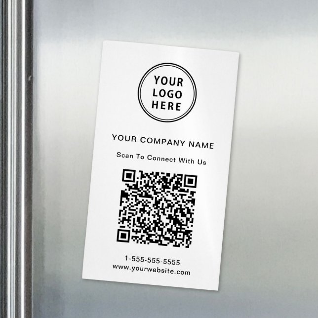 Carte De Visite Magnétique Logo moderne Créez votre code QR (Capture attention, make connections, and leave a lasting impression with our QR code business magnet)