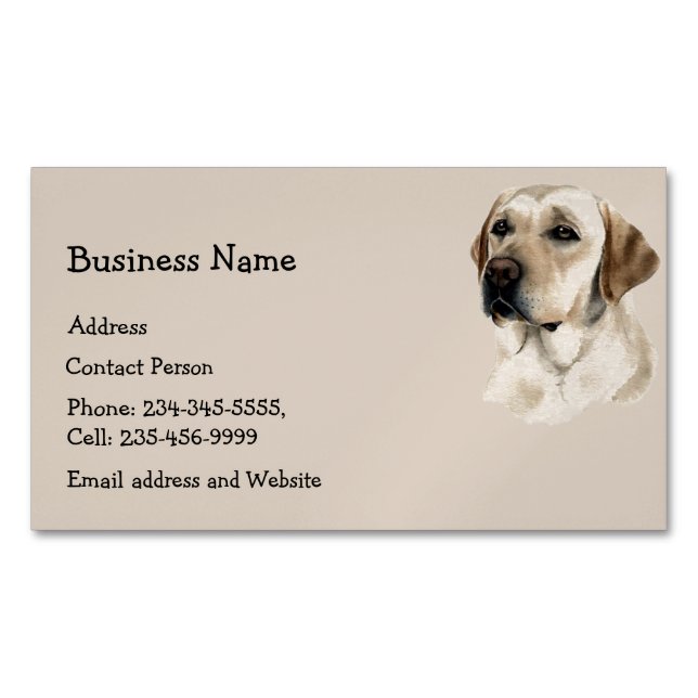 Carte De Visite Magnétique Logo personnalisé Golden Labrador Chien animal ani (devant)