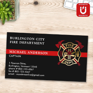 Carte De Visite Magnétique Logo personnalisé pompier moderne Red Fire Departm