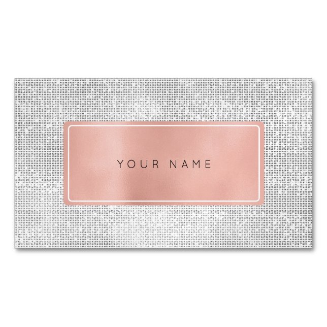 Carte De Visite Magnétique Logo rectangulaire métallique argenté rose Rose (devant)