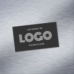 Carte De Visite Magnétique Logo rectangulaire moderne noir et blanc
