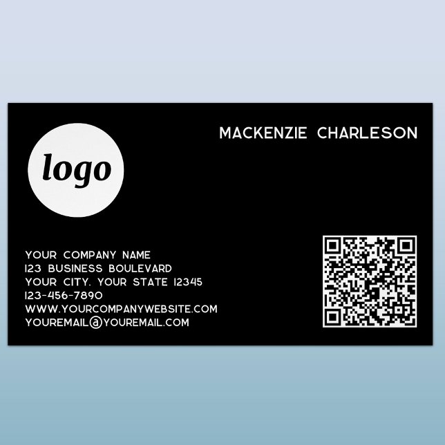 Carte De Visite Magnétique Logo simple et code QR (Simple logo with custom text QR code business branding promotional magnetic business card )
