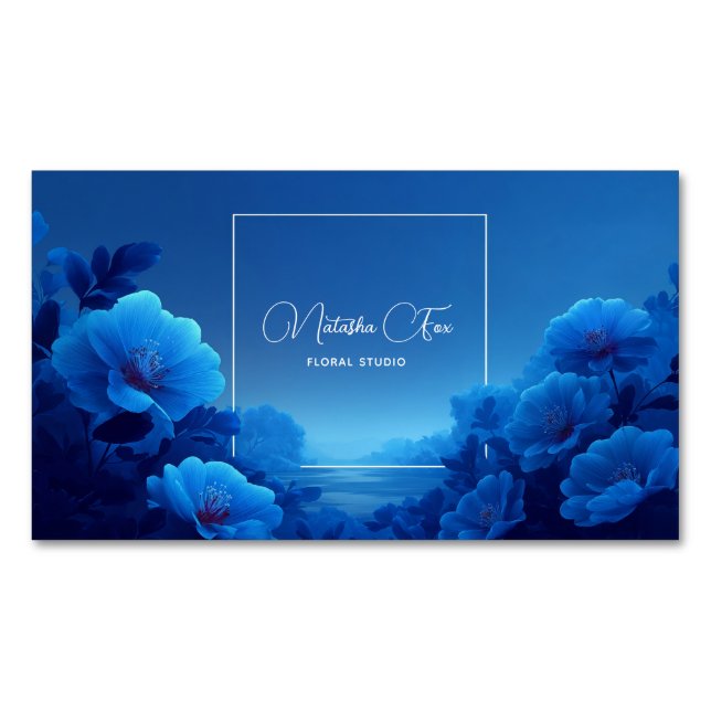 Carte De Visite Magnétique Luminous Blue Floral Serene Landscape (devant)