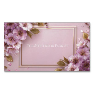 Carte De Visite Magnétique Luxe Sakura & Feuille d'or Pink violet rose