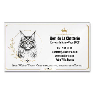 Carte De Visite Magnétique Maine Coon Chatterie LOOF Personnalisée Moderne