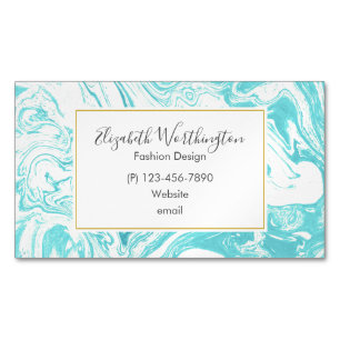 Carte De Visite Magnétique Marbre cool design en Turquoise et Crème