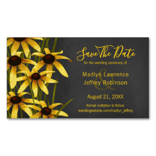 Carte De Visite Magnétique Mariage fleur sauvage Black Eyed Susans
