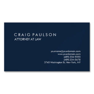 Carte De Visite Magnétique Marine Blue Elegant Plain Professionnel